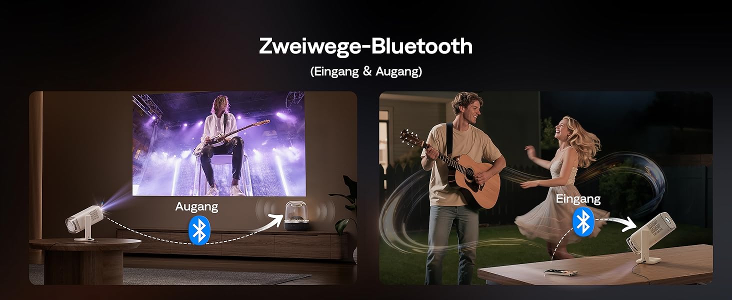 Портативний проєктор Aurzen Boom Air Mini з Google TV та Netflix, 4K, USB-C, Smart, Dolby Audio, WiFi, Bluetooth, автофокус TOF, поворотний штатив, кремово-білий