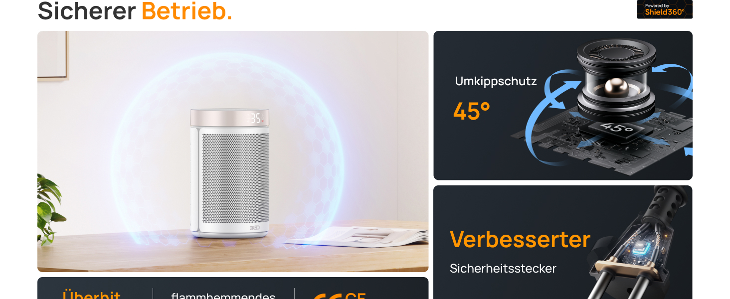 Електричний обігрівач Dreo Atom 316: тихий, 1500W, керамічний PTC, з термостатом та захистом, для спальні