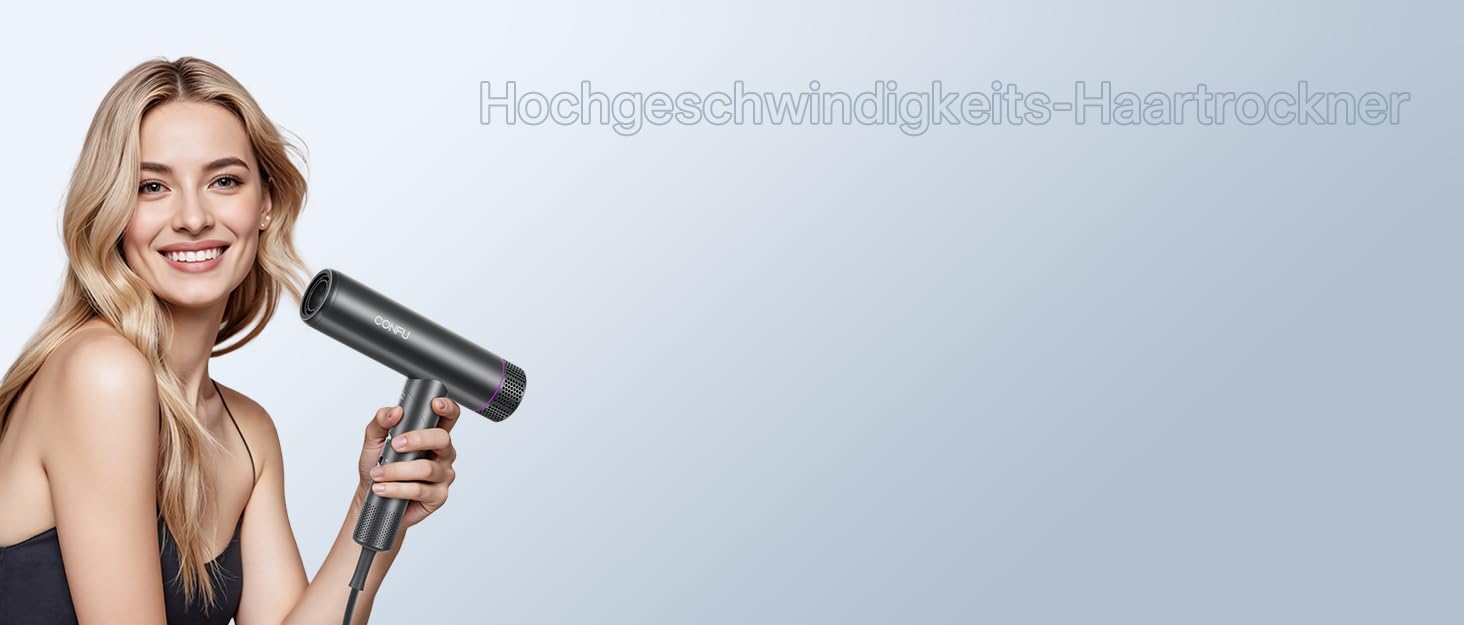 Професійний іонний фен для волосся CONFU 1700W, складаний фен з магнітним дифузором та стилізуючою насадкою, темно-сірий