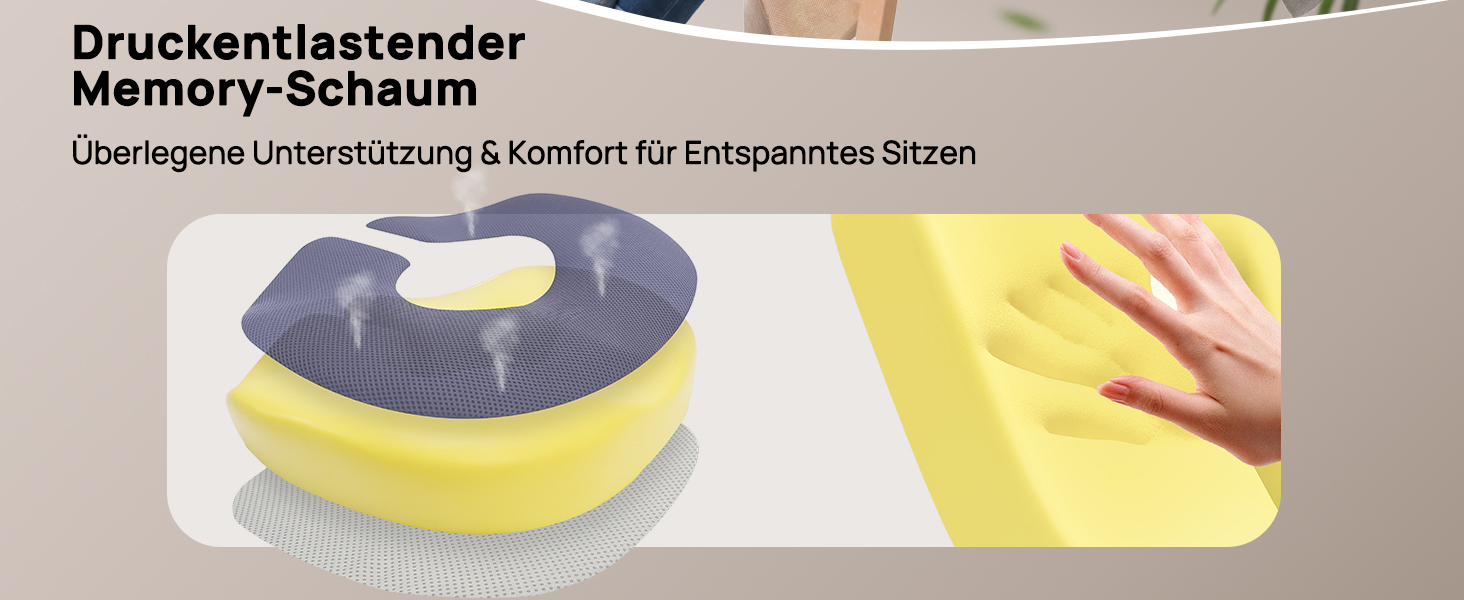 Ортопедична подушка-кільце Feagar: ергономічний підкладник для копчика при геморої та ішіазі, регульований сидіючий круг для офісного стільця, авто та візка (Темно-синій, 60-100 кг)