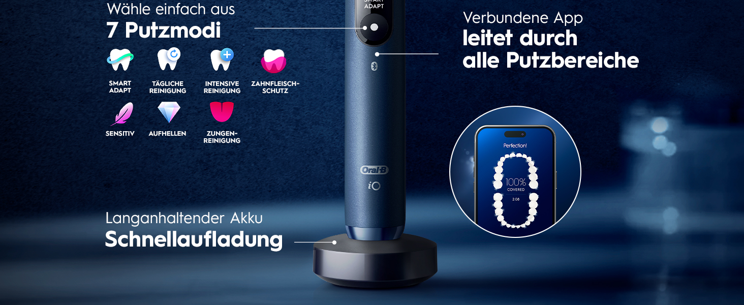 Електрична зубна щітка Oral-B iO Series 9, Sapphire Blue (чорний/синій), магнітний привод, преміум-якість