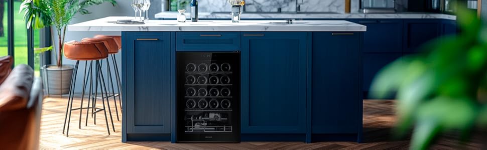 Винний холодильник Cecotec Bolero GrandSommelier 2050 Black на 24 пляшки - компресорний, регульована температура 5-18°C, низький рівень шуму