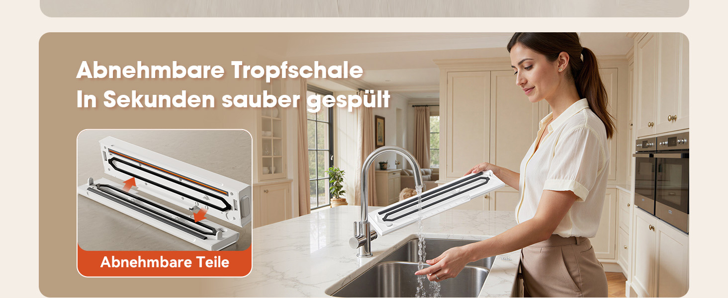 Вакууматор для продуктів з нержавіючої сталі Entry Vacuum Sealer VS2122, 85 кПа, для сухих та вологих продуктів, LED-панель, з зовнішнім відсмоктуванням та 20 пакетами