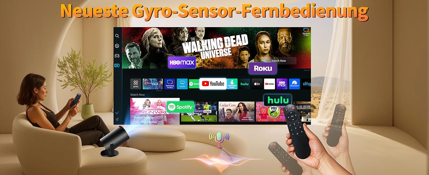 Портативний проєктор Mini Beamer 4K Full HD з Wi-Fi 6, Bluetooth 5.4 та автоматичною корекцією трапецеїдальних спотворень. Підтримка 4K, Full HD, 1080P. Сумісний з TV Stick, USB, Laptop, PC. В комплекті миша та пульт дистанційного керування. Чорний колір.