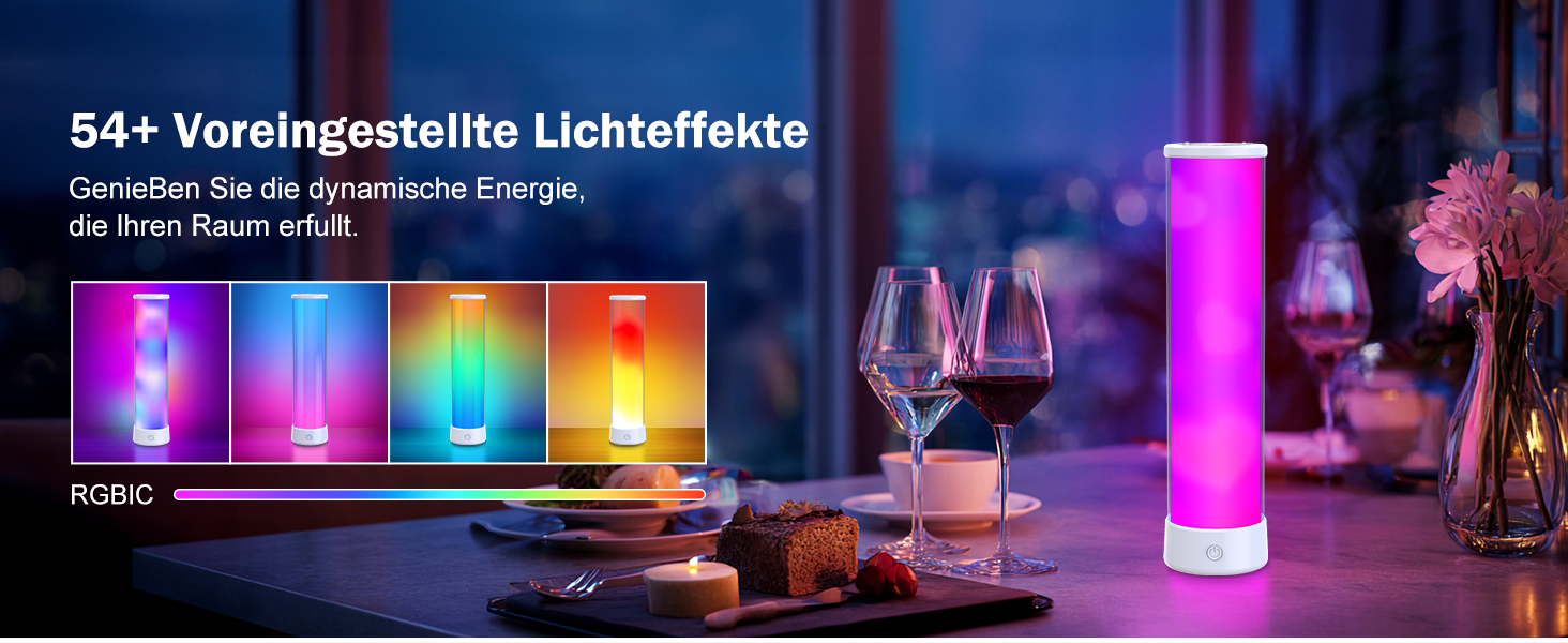 LED-лампа на тумбочку бездротова з пультом/APP, регулювання яскравості, RGBICWW, 2700-6500K, для спальні, вітальні, кемпінгу