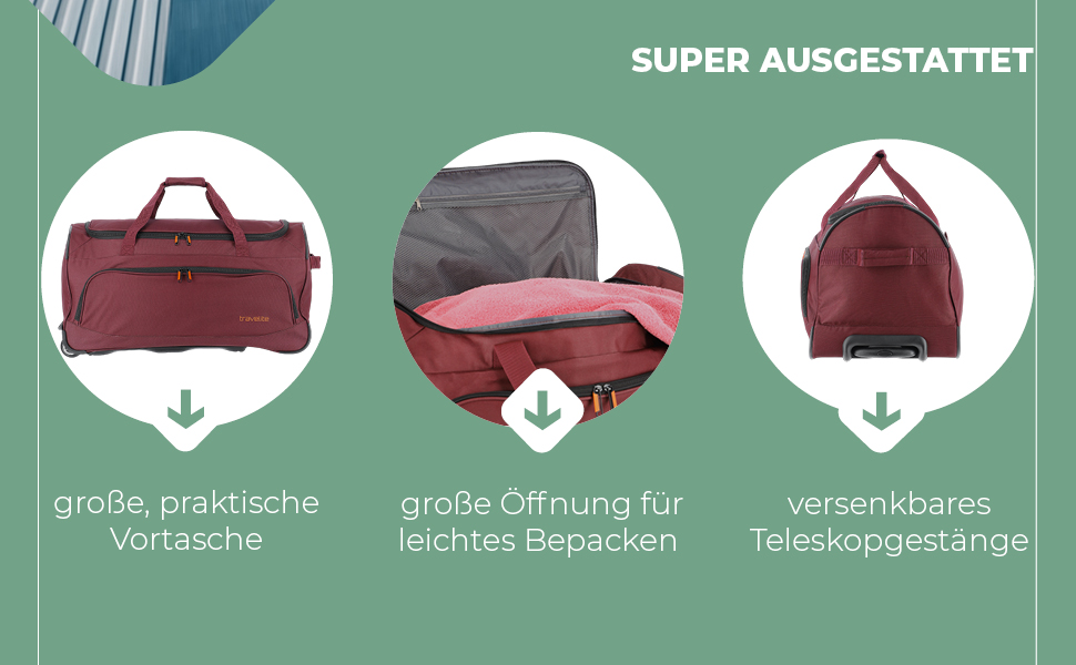 Дорожня сумка на колесах Travelite Basics Fresh L, 89 л, бордова, 71 см