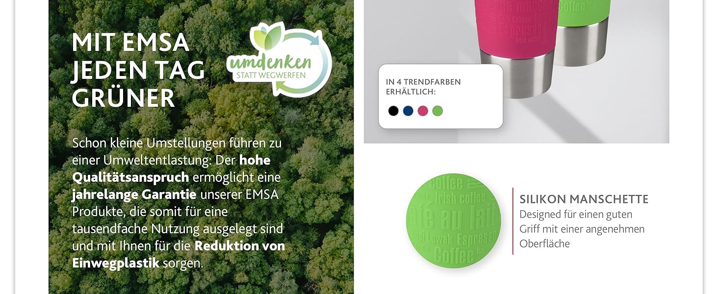 Термокружка Emsa Travel Mug Classic 360 ml, чорна, з Quick-Press, 360° відкриття, з термоізоляцією (513361)