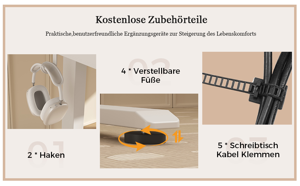 Регульований стіл Klicelor, електричний, з пам'яттю, для офісу, 160 x 80 см, білий/світло-коричневий