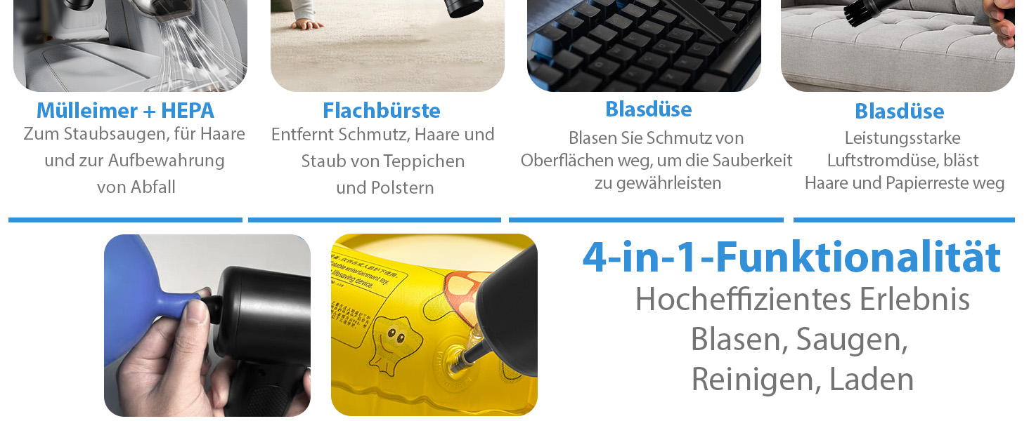Акумуляторний ручний пилосос NEU 2026 для авто та дому, бездротовий міні-пилосос 28000Па з безщіточним двигуном та функцією самоочищення, 4-в-1, чорний з золотом