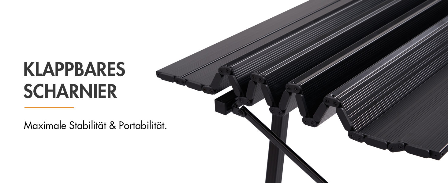 Складаний кемпінговий стіл Portal з регулюванням висоти, алюмінієвий, 120x70 см, чорний