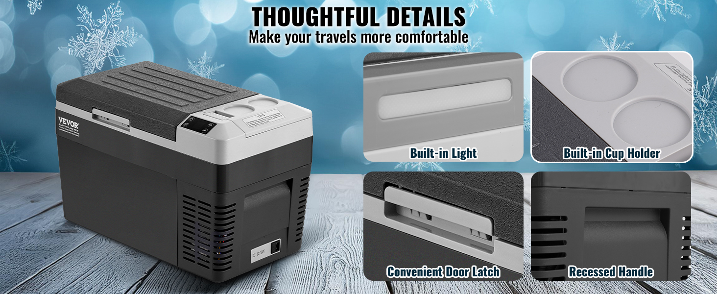 Автохолодильник VEVOR 25л портативний, 12V компресорний -20°C до +20°C для авто, кемпінгу, подорожей