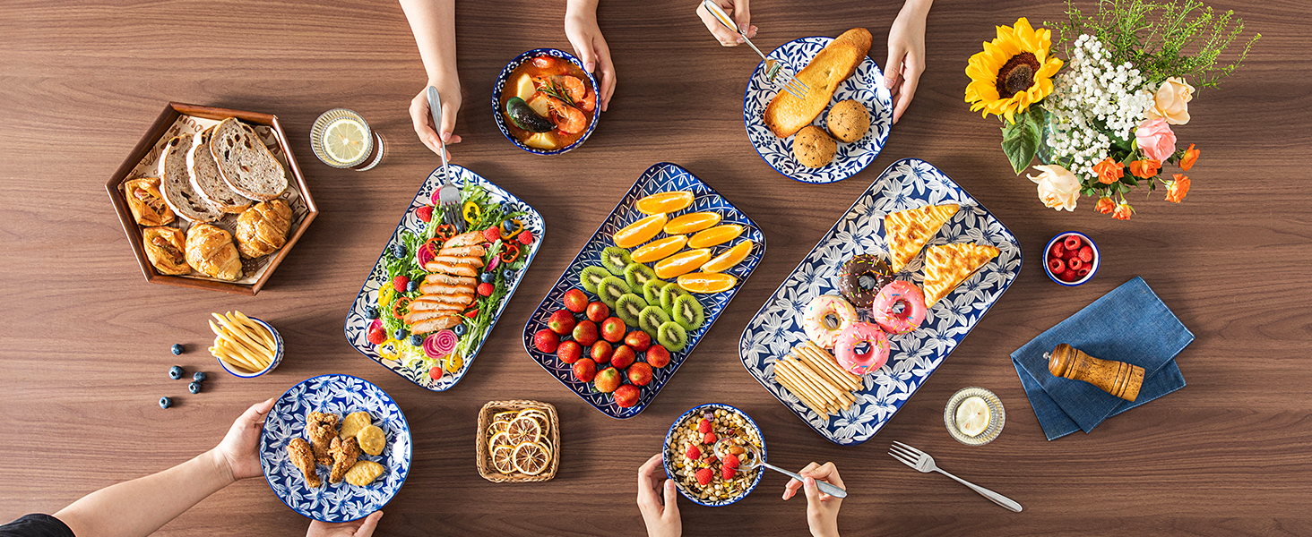 Набір тарілок Vancasso Selene, прямокутні білі порцелянові тарілки для закусок, суші, десертів, 22x13 см (3 шт)