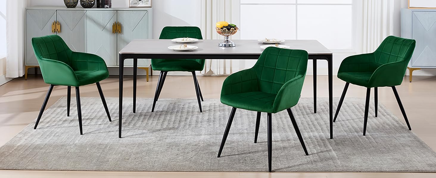 Стільці для обідньої кімнати WOLTU - 8 шт. Сучасні крісла з підлокітниками, з м'якою оббивкою з льону, металевий каркас (Темно-сірий)