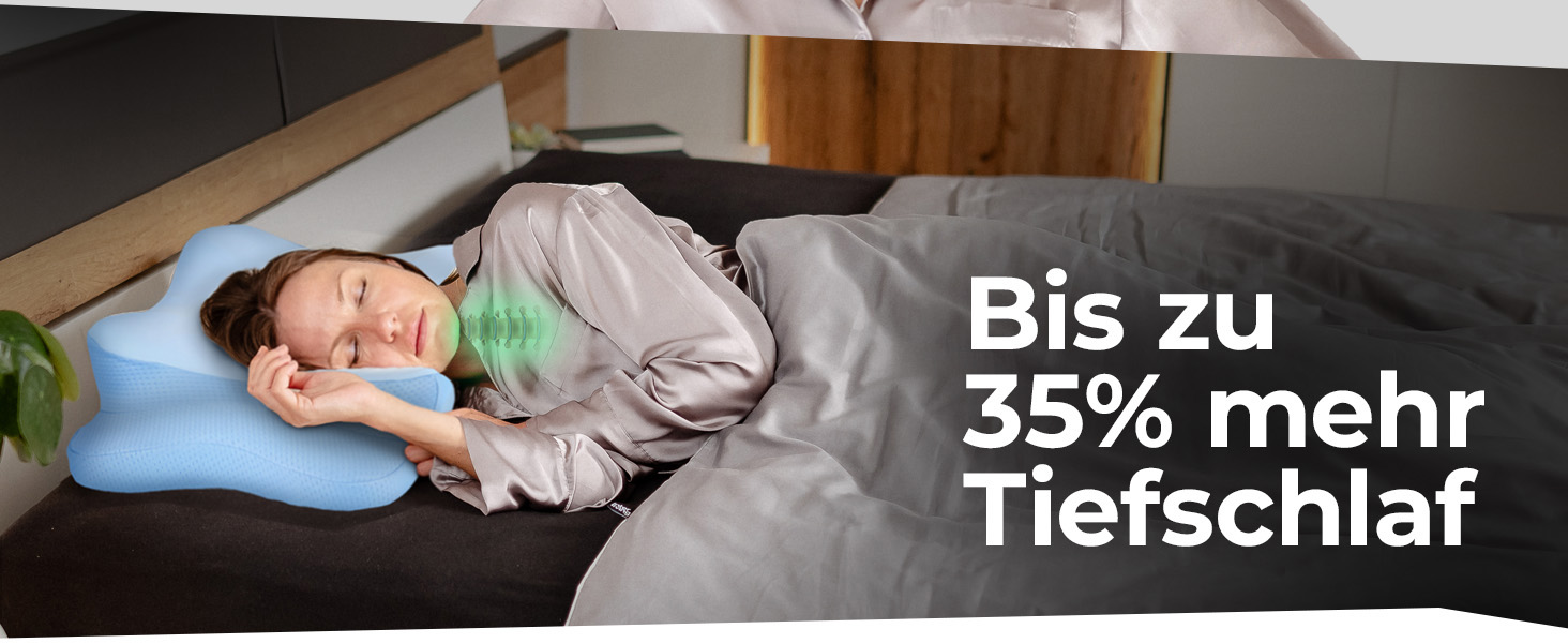 Подушка для шиї з Memory Foam, ергономічна, для всіх типів сну, з чохлом, сертифікат Oeko-TEX®, регулює температуру, (Блакитна, запасний чохол)