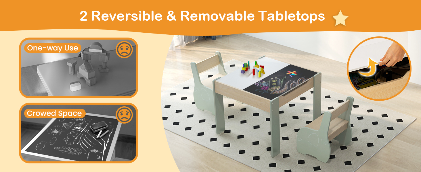 Дитячий стіл і стільці LIFEZEAL: комплект з місцем для зберігання, сірий