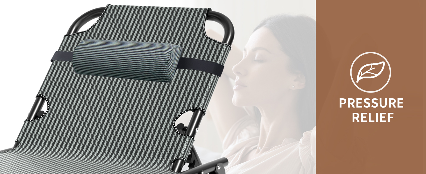 Лежак для відпочинку MOPHOTO, розкладний садовий лежак з матрацом, регульована спинка та підніжка, портативний, для дому та саду, складаний (зелене дитяче ліжко, матрац) (чорний з холодним сірим)