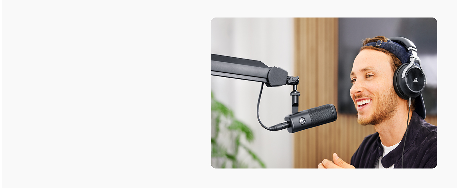 Elgato Wave DX — динамічний XLR-мікрофон для подкастів, стрімінгу та трансляцій, кардіоїдна діаграма, шумозаглушення, не потребує підсилювача, сумісний з Mac/PC