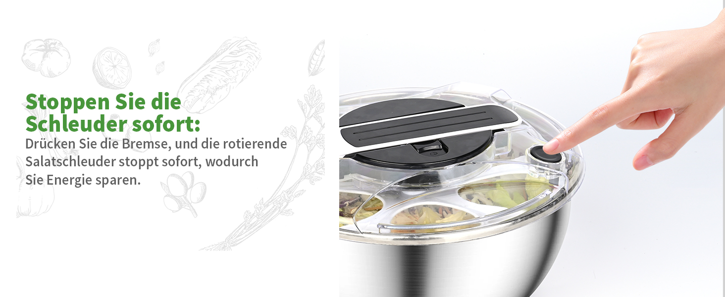 Салатниця-центрифуга 4.5л з нержавіючої сталі - для миття овочів, зелені та ягід