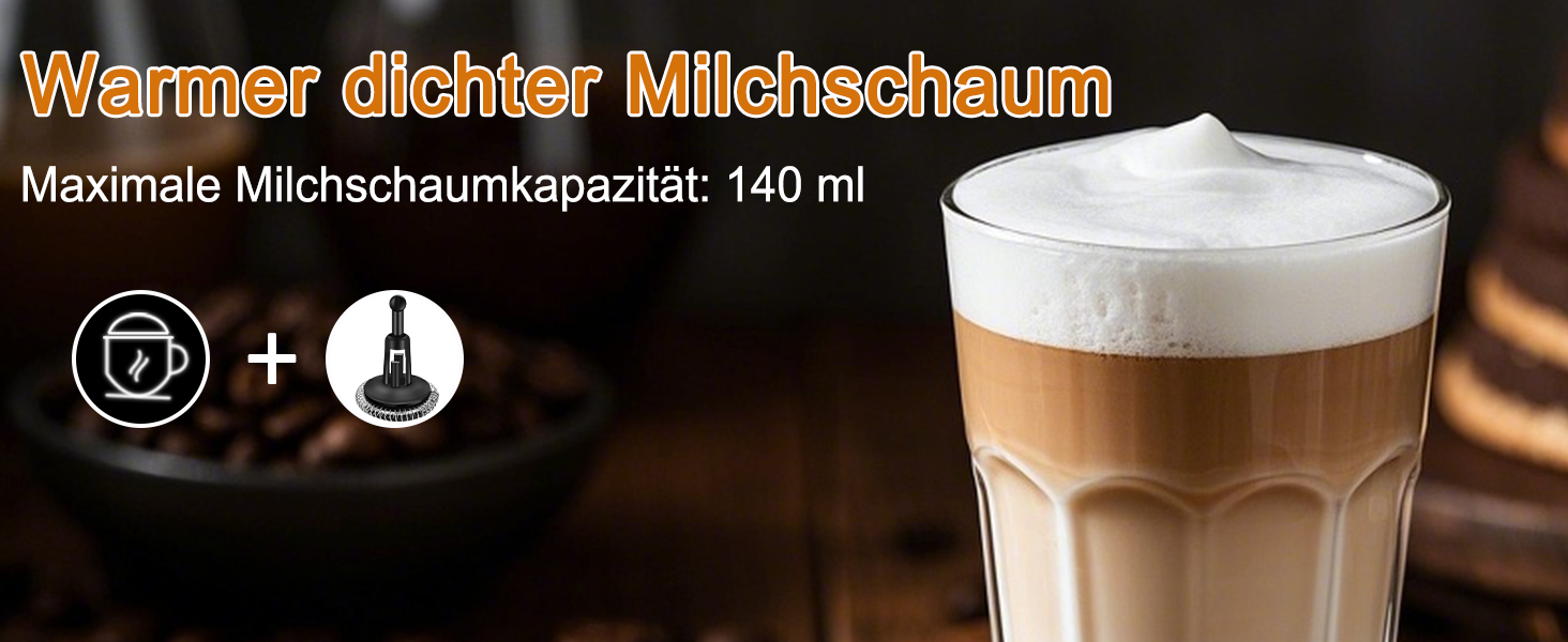 Електричний піноутворювач молока 4-в-1 з контролем температури. Підходить для капучино, лате та гарячого шоколаду. 2 насадки для різних типів пінки.