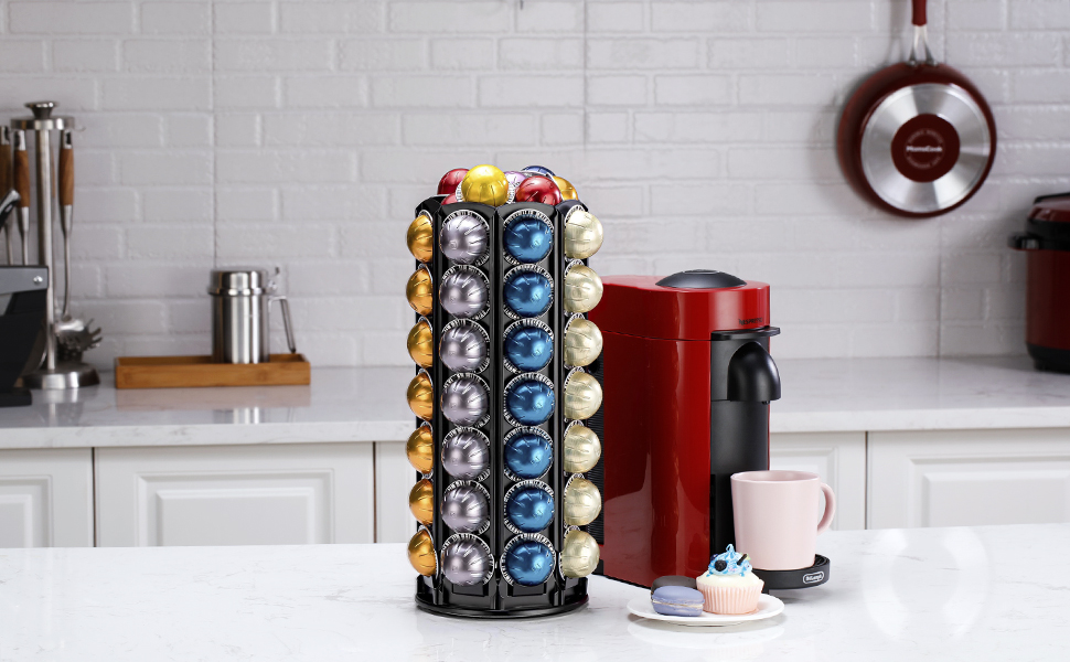 Тримач для капсул кави Bagoo для Nespresso Vertuo Line з центральним сховищем для додаткових капсул (56+)