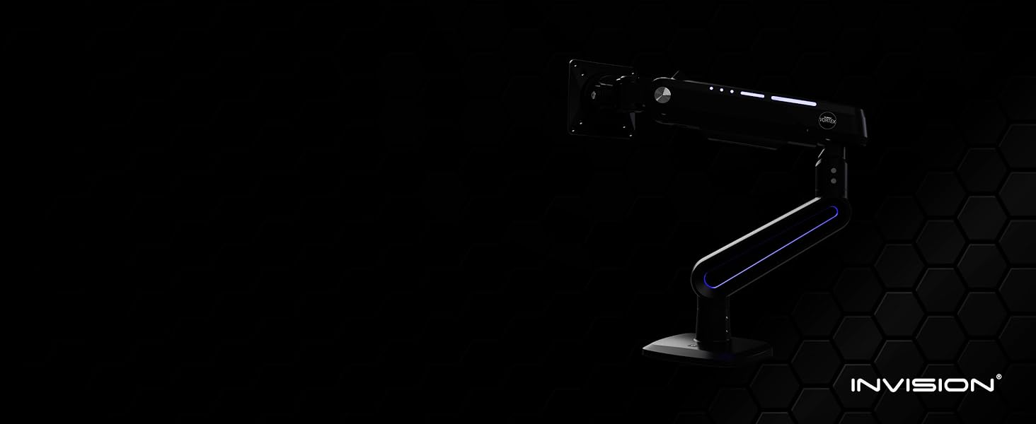 Кріплення для монітора Invision Vortex Gaming – 27–57 дюймів – Curved & UltraWide – RGB LED – 3–18 кг (VR200)