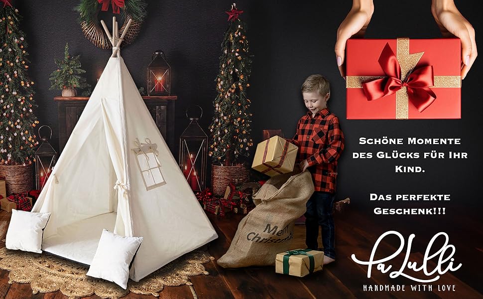 Дитяче намет-типі Tipi PaLulli® з бавовни, килимком, лампою та декоративними подушками (Рожевий)