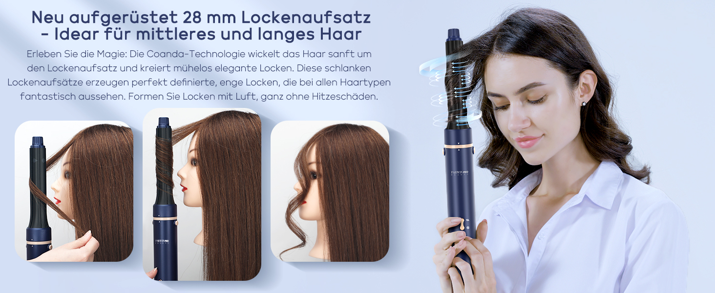 В 1 MaxAIR Styler, щітка з теплим повітрям PARWIN PRO BEAUTY, 110 000 об/хв, Сушіння/Випрямлення/Об'єм/Локони, Іонний догляд, Синій, 5