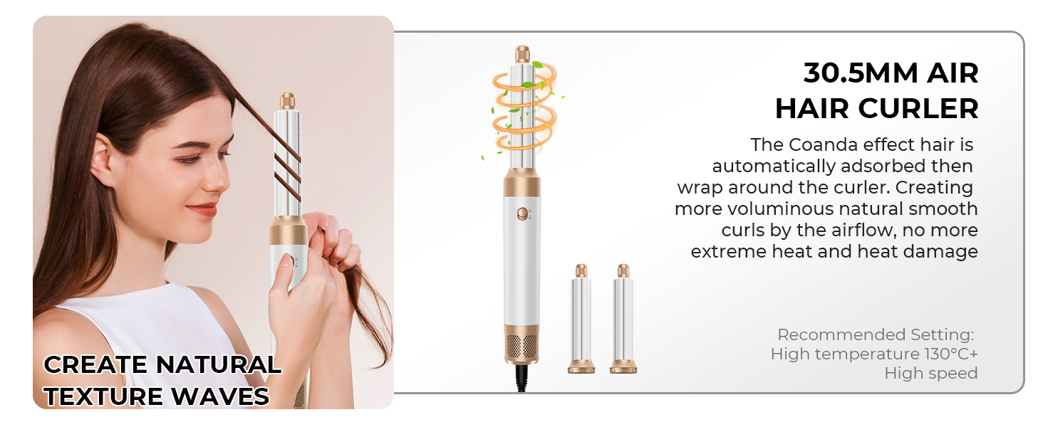 Mogawave Airstyler Pro 1000W – 5-в-1 Фен-щітка, Стайлер для волосся з негативними іонами (біло-сірий)