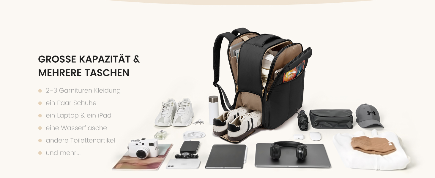 Чорний жіночий рюкзак LOVEVOOK 40L для подорожей з відділенням для ноутбука 17