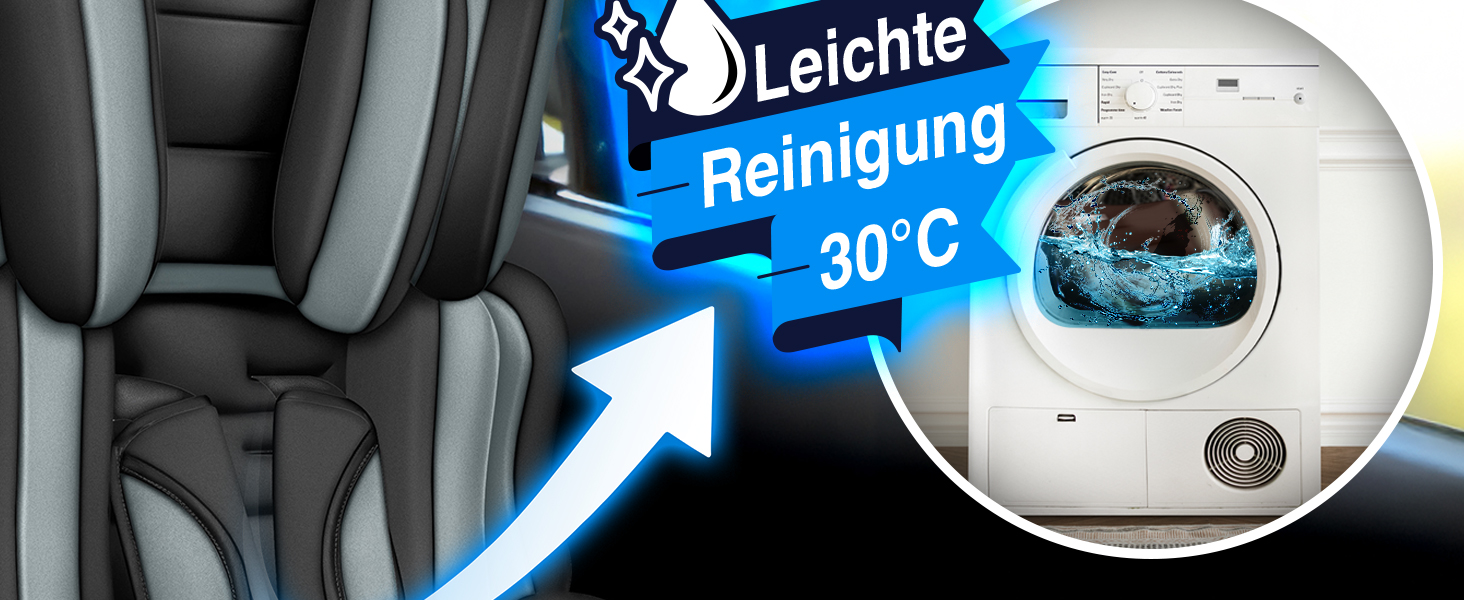 Автокрісло KIDUKU® 9-36 кг (1-12 років) з підкладкою - Автомобільне крісло ECE R129/03, Група 1/2/3, чорне