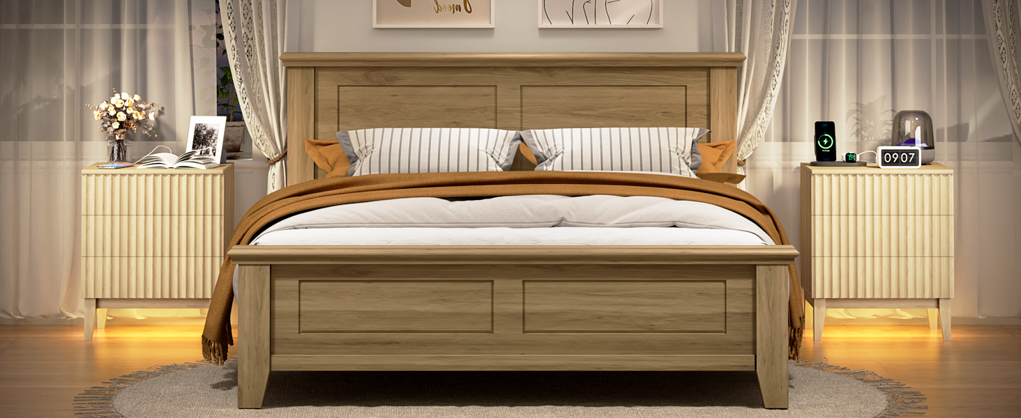 LED тумбочка Gurexl з зарядкою та 3 шухлядами, дерев'яна, з USB та Type-C, з датчиком руху, для спальні, вітальні, офісу, чорна