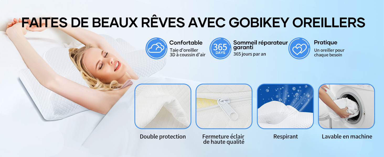 Подушка ортопедична для сну з Memory Foam NackenKissen, 62x39x11/13 см, біла. Для бічних положень, знімний чохол.
