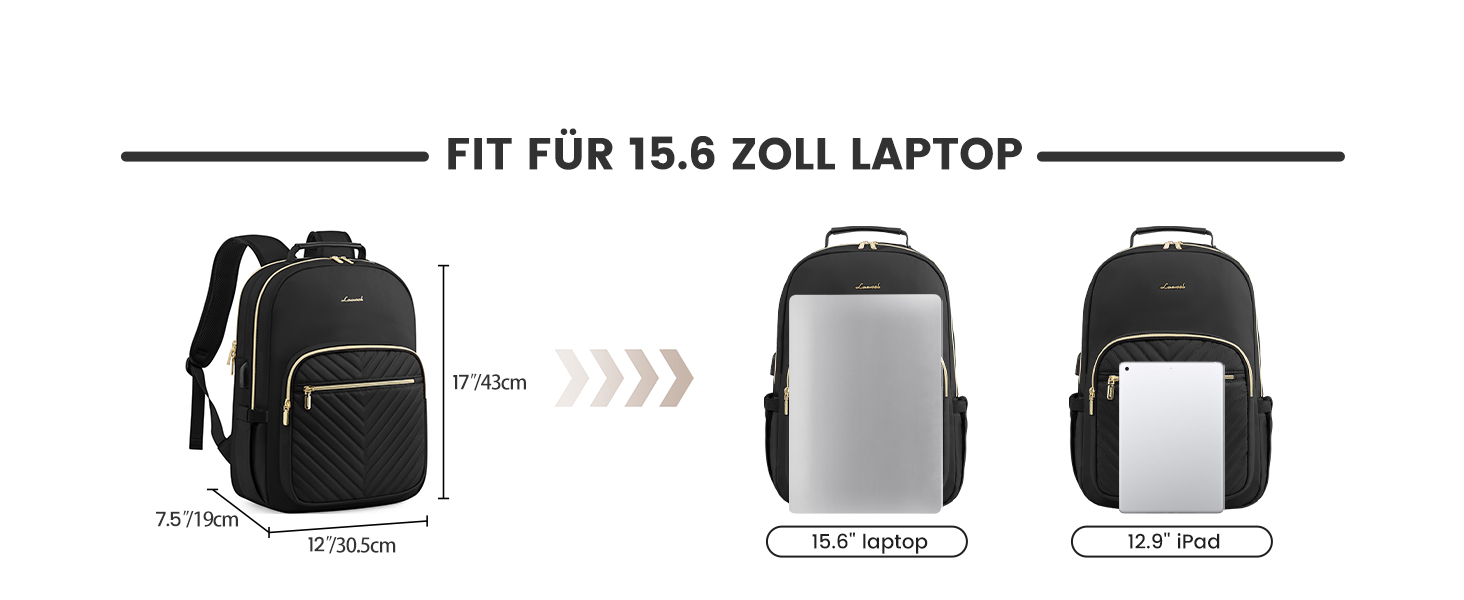 LOVEVOOK Рюкзак для жінок, великий, 15.6 дюймів, для ноутбука, водонепроникний, шкільний, для дівчаток-підлітків, чорний, елегантний, для роботи, для школи, університету, подорожей, 15.6 дюймів, A-чорний