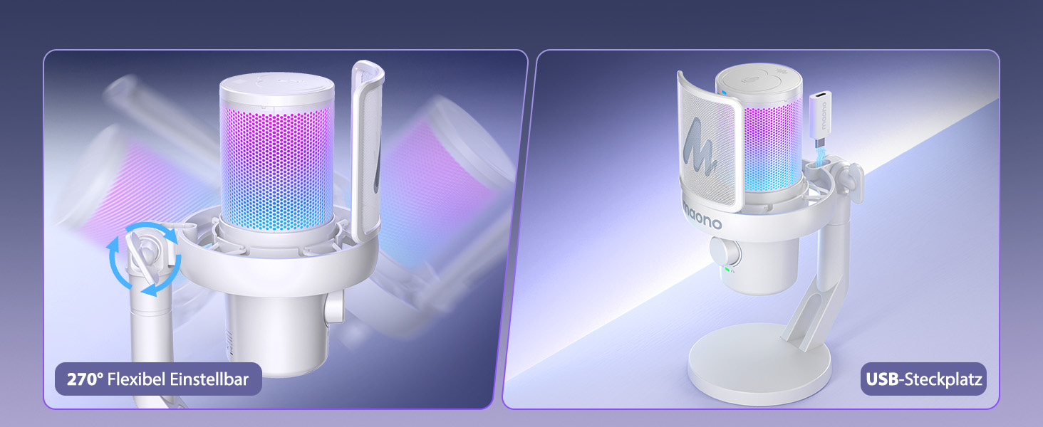 MAONO DM40 Бездротовий мікрофон для ПК з RGB-підсвіткою та ШІ-зміною голосу, шумозаглушення, для геймінгу, подкастингу та стрімінгу