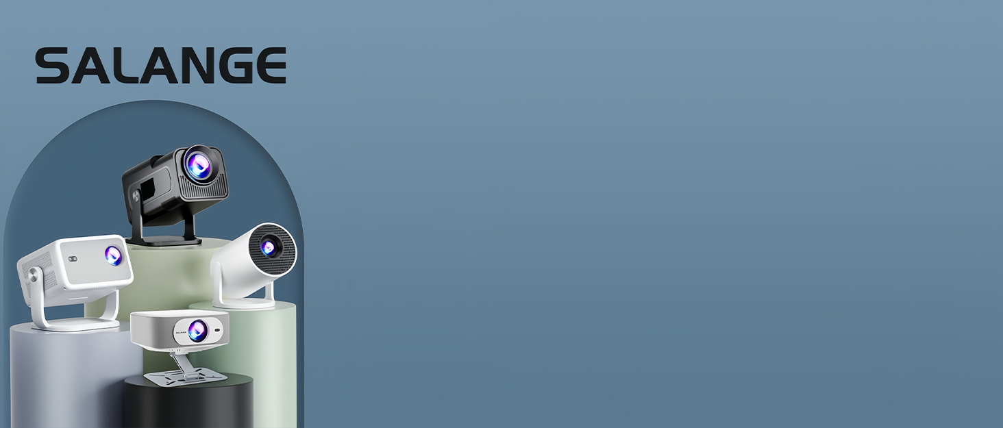 Міні проектор Salange HY300Pro+ 4K з Wi-Fi 6, Bluetooth 5.2 та Android 11.0 для домашнього кінотеатру. Підтримка 180° повороту, сумісний з телефоном, Xbox, ноутбуком, TV Stick, USB. Білий колір.