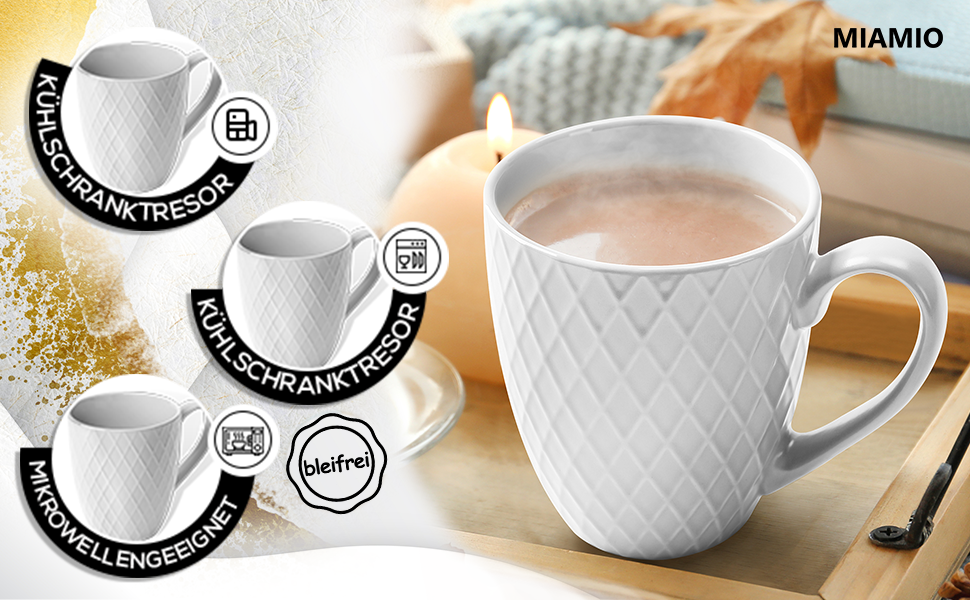 Набір кавових чашок/кружка Сучасна керамічна кружка Matt Велика чашка для кави Palmanova Collection (Біла), 6 шт., 400