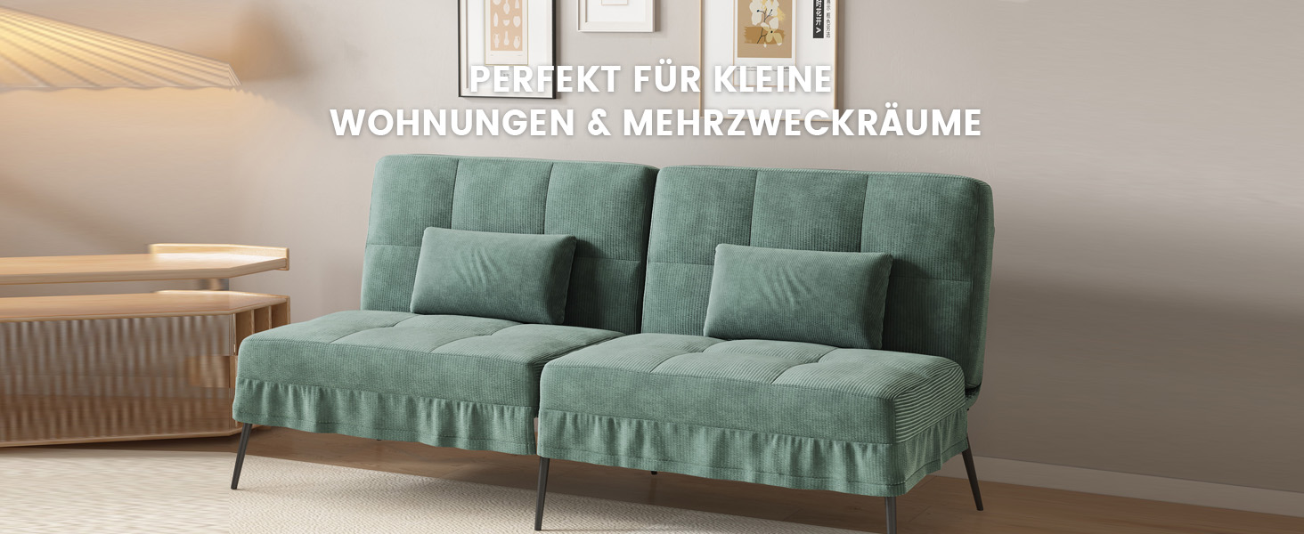 Диван-ліжко LUCKRACER 3-місний, трансформер, футон, кутовий диван, зелений, для вітальні та квартири