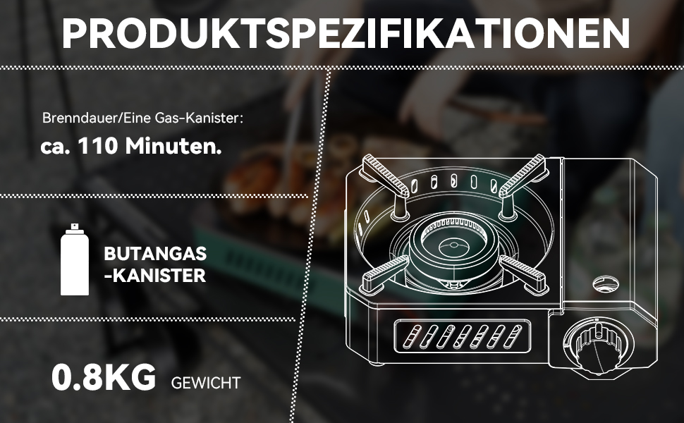 Портативний газовий набір для кемпінгу Onlyfire Klein з кейсом, 2000W, Piezo-запалювання, для походів та подорожей на автодомі, зелений