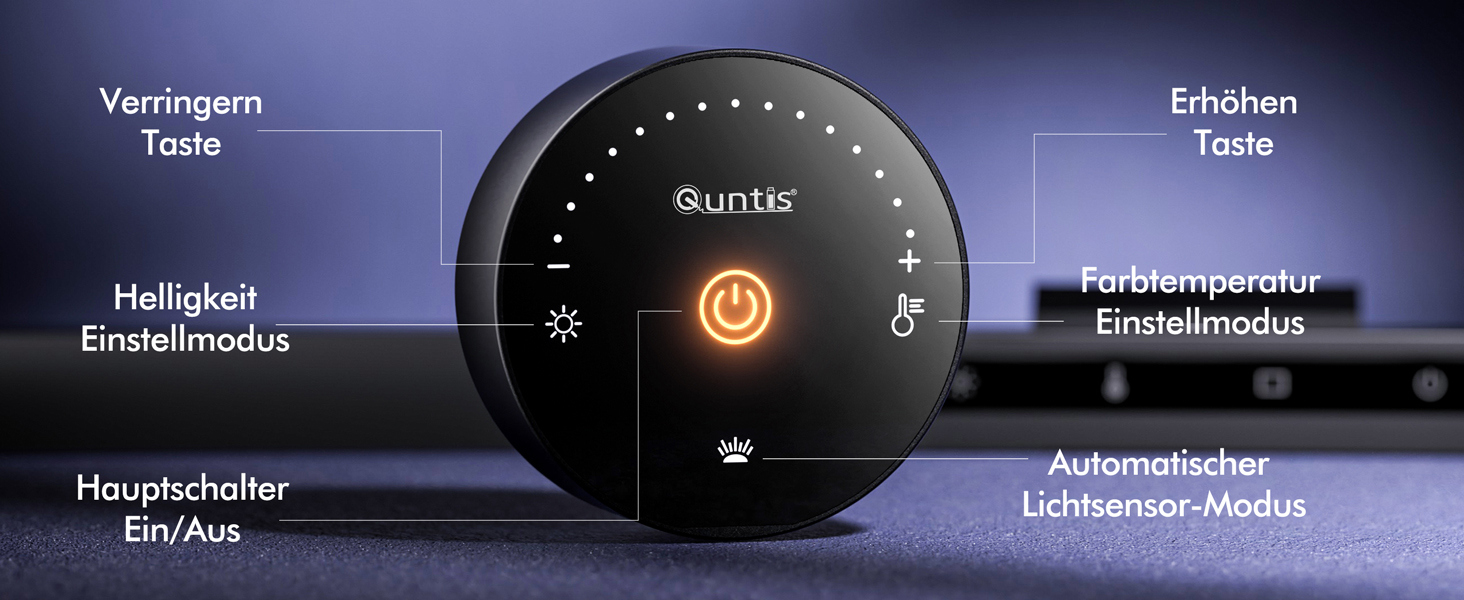 Світлодіодна лампа для монітора Quntis Curved 38см з сенсорним керуванням та пультом, захист від синього світла, регулювання яскравості, для офісу та дому