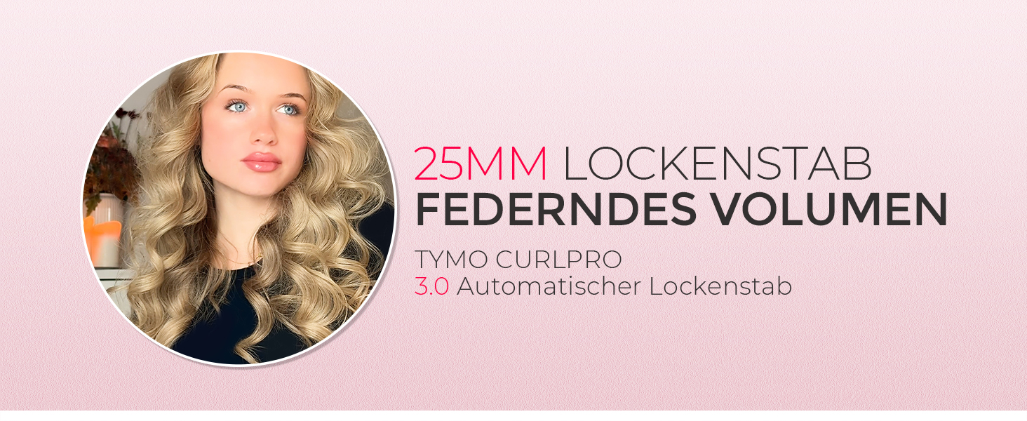 Автоматичний локон-стайлер TYMO CURLPRO 25mm - рожевий, з термозахистом, 3 температурні режими (160-210°C), для великих та маленьких локонів