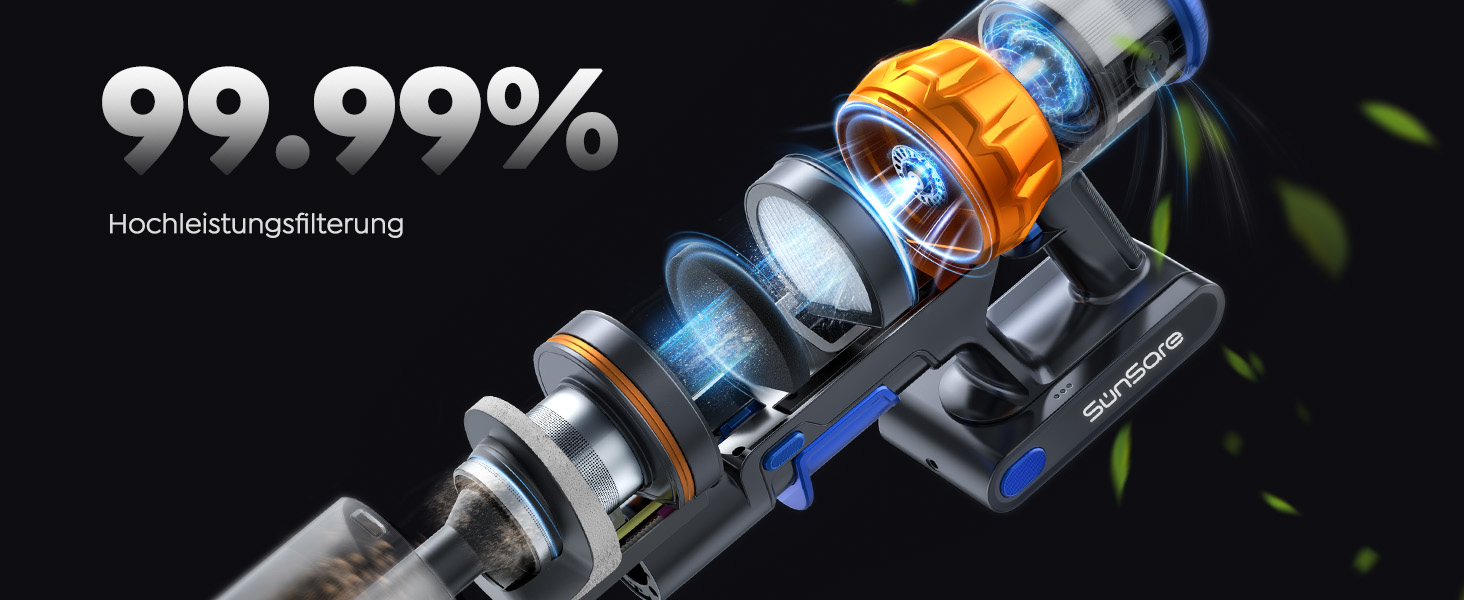 Акумуляторний пилосос SunSare бездротовий 600W 50000Pa 65хв з насадкою 1м, аромафункцією, гнучким шлангом, тримачем для зарядки, автоматичним режимом для підлоги, килимів, шерсті тварин