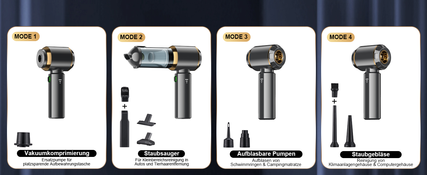 Акумуляторний ручний пилосос 4-в-1 для авто та дому, безщітковий двигун 28000Па, 3 режими потужності, міні-пилосос для офісу та кухні