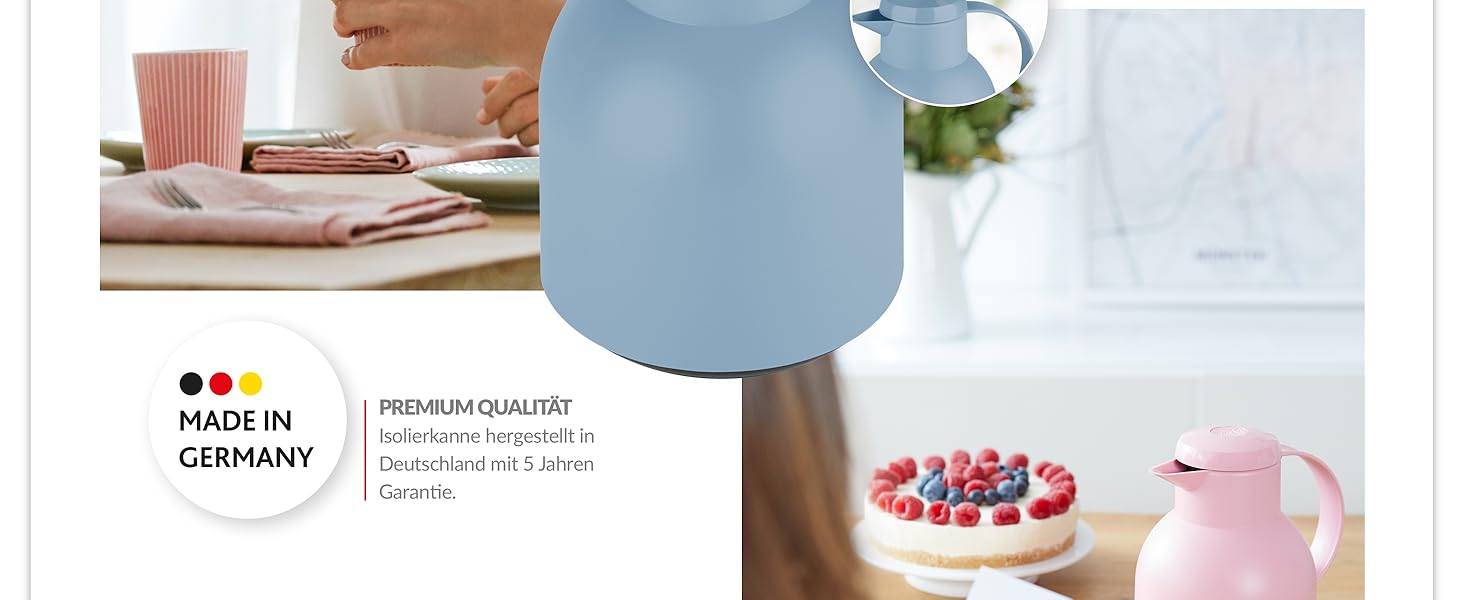 Термос Emsa Samba 1000 мл, білий прозорий, з термоізоляцією, Quick Press, 12 год гаряче, 24 год холодне