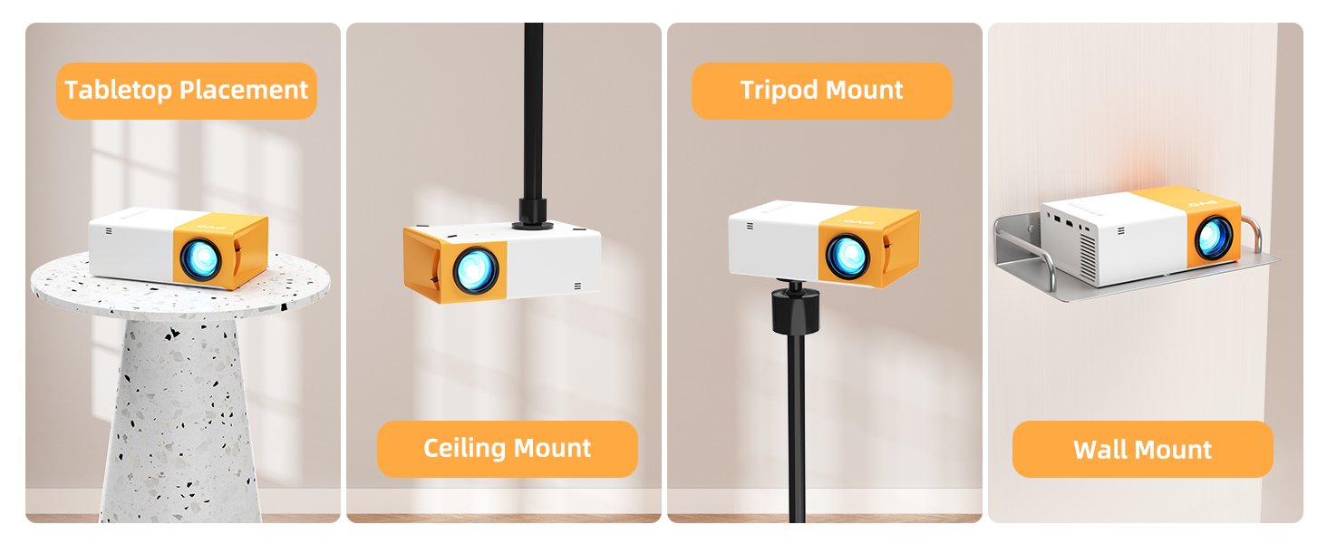 Міні-проектор PVO YG300ProMax: портативний, для мультфільмів, дитячий подарунок, для кінотеатру вдома, LED відеопроектор з можливістю підключення через кабель