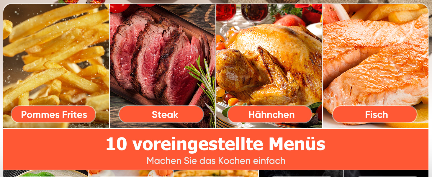 Фритюрниця повітряна 10л, 2 камери, 10-в-1, з цифровим керуванням, таймер, 40 рецептів, для 6-10 осіб