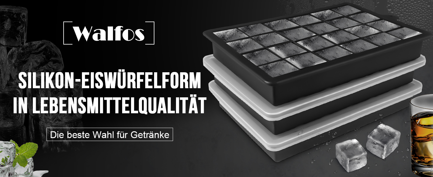 Контейнер для морозива Walfos® 1.5л, 2 шт. + форма для льоду (24 комірки) – багаторазовий, силіконовий, для дому