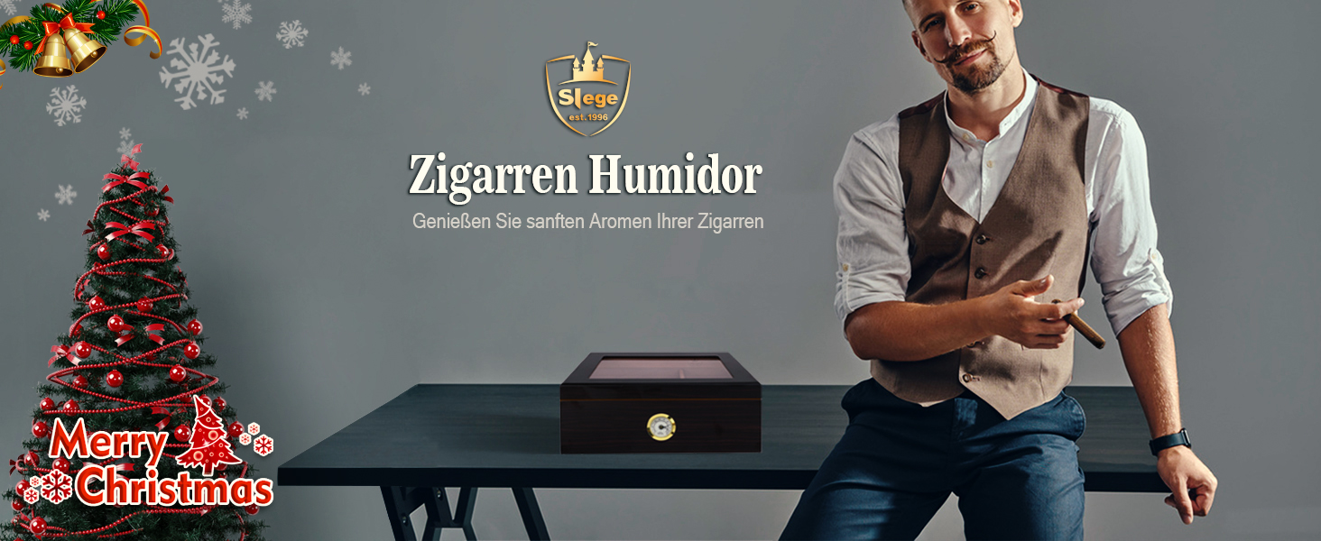 Вологостійкий вологомір для сигар, дерев'яний ящик для сигар з іспанської кедру, вологомір, роздільники, аксесуар для сигар, подарунок для чоловіків (30-50 сигар), чорний