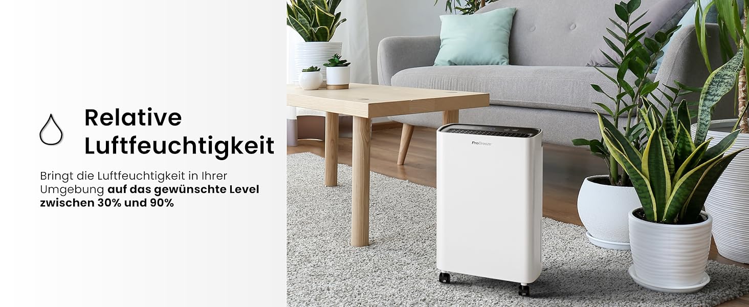 Електричний осушувач повітря Pro Breeze 20L - для дому, від вологи та цвілі, з функцією прання, таймером, фільтром, смарт-додаток, до 35 м²