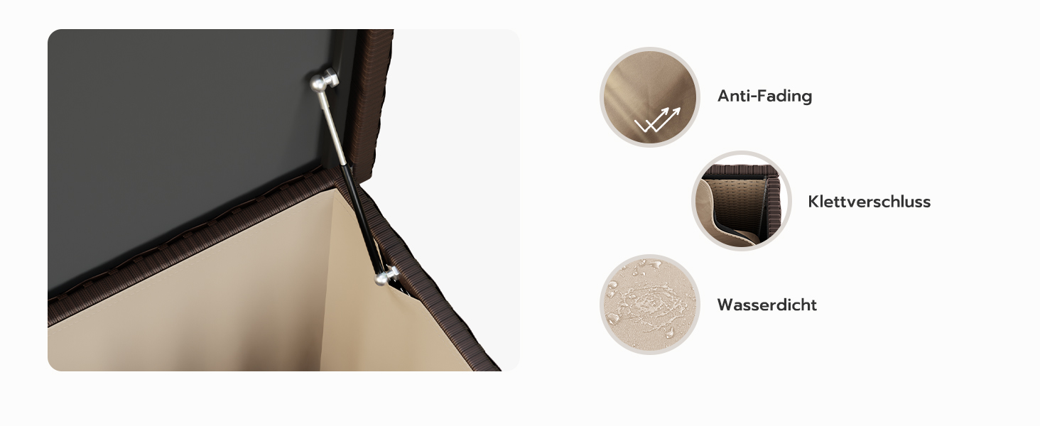 Водонепроникний садовий ящик Amopatio Gartenbox 480л з поліротангу, металевий з колесами та газліфтом для саду, балкону - коричневий