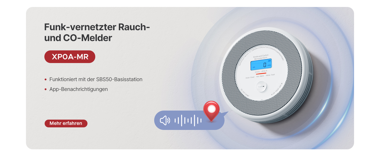 Датчик диму та CO X-Sense SC07 з LCD-дисплеєм, автономний, 10 років, з тестуванням, 360°